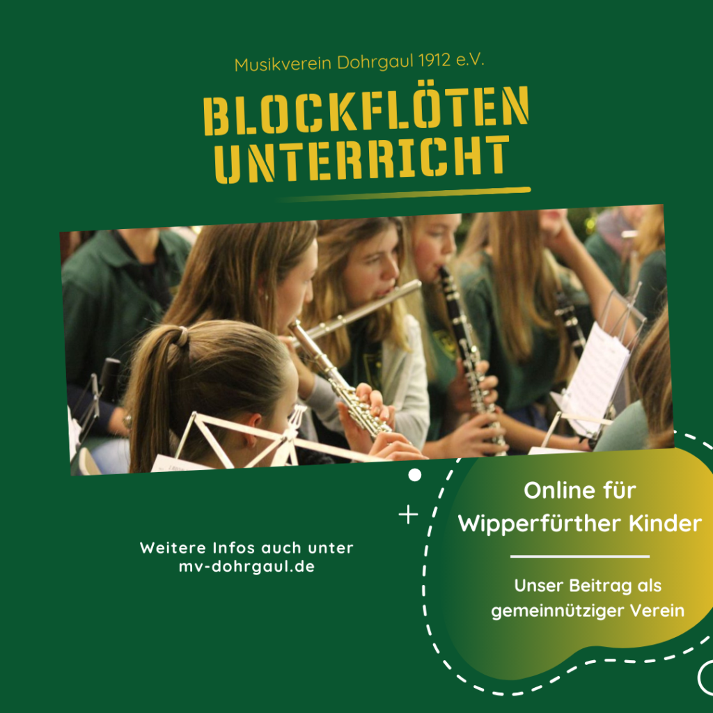 Unser Beitrag als gemeinnütziger Verein in Wipperfürth zu Zeiten von 'Social Distancing': Wir möchten Kindern Online Blockflötenunterricht anbieten.